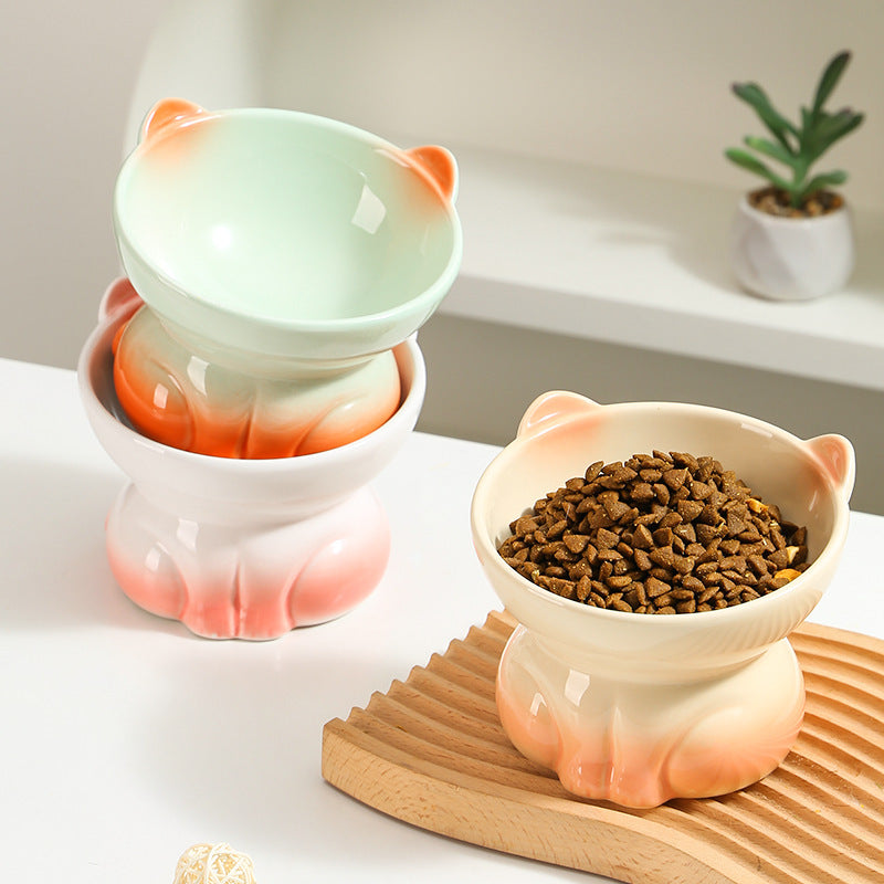 Ceramic Cat Goblet Food Bowl
