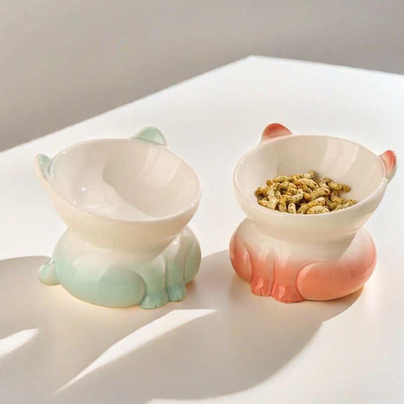 Ceramic Cat Goblet Food Bowl