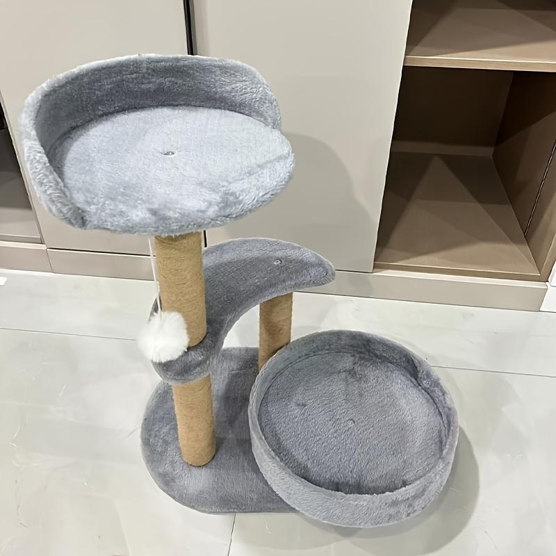 Multi-layer White Grey Cat Tree With Scratching Post And Interactive Ball