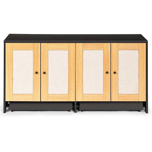 Hidden Litter Box Furniture With Rattan Doors, Cat Litter Box Enclosure For 2 Cats