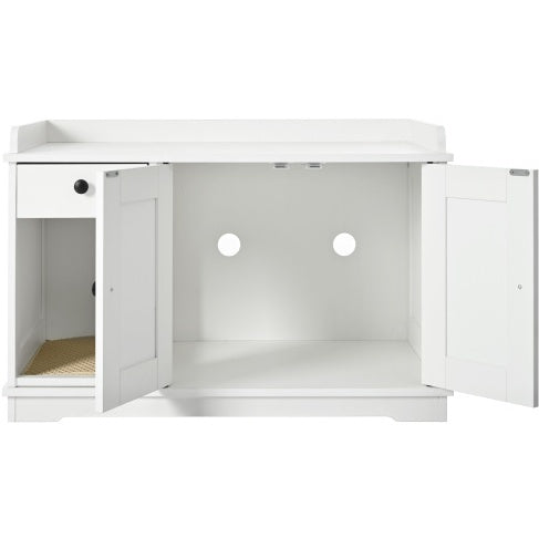 Litter Box Furniture Hidden With Cat Litter Mat