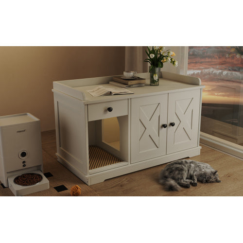 Litter Box Furniture Hidden With Cat Litter Mat