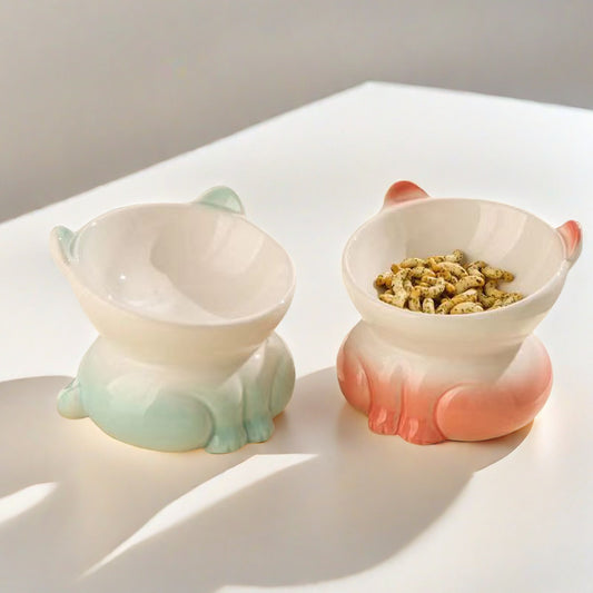 Ceramic Cat Goblet Food Bowl