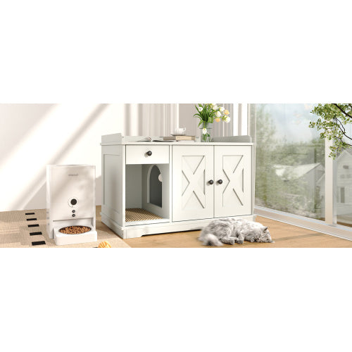 Litter Box Furniture Hidden With Cat Litter Mat