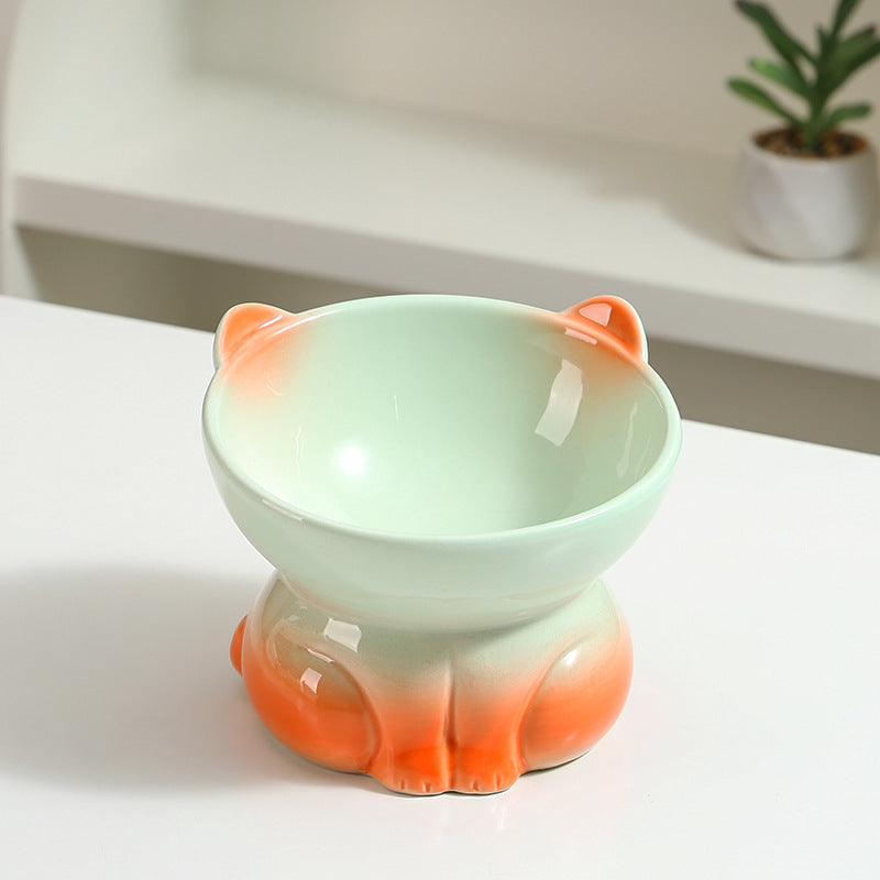 Ceramic Cat Goblet Food Bowl