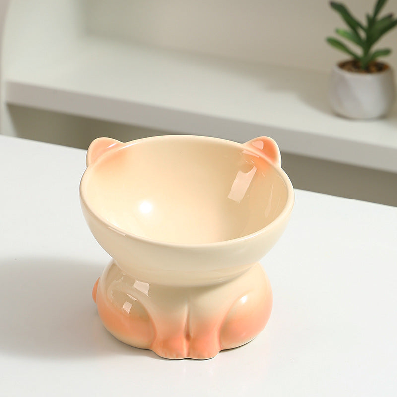 Ceramic Cat Goblet Food Bowl