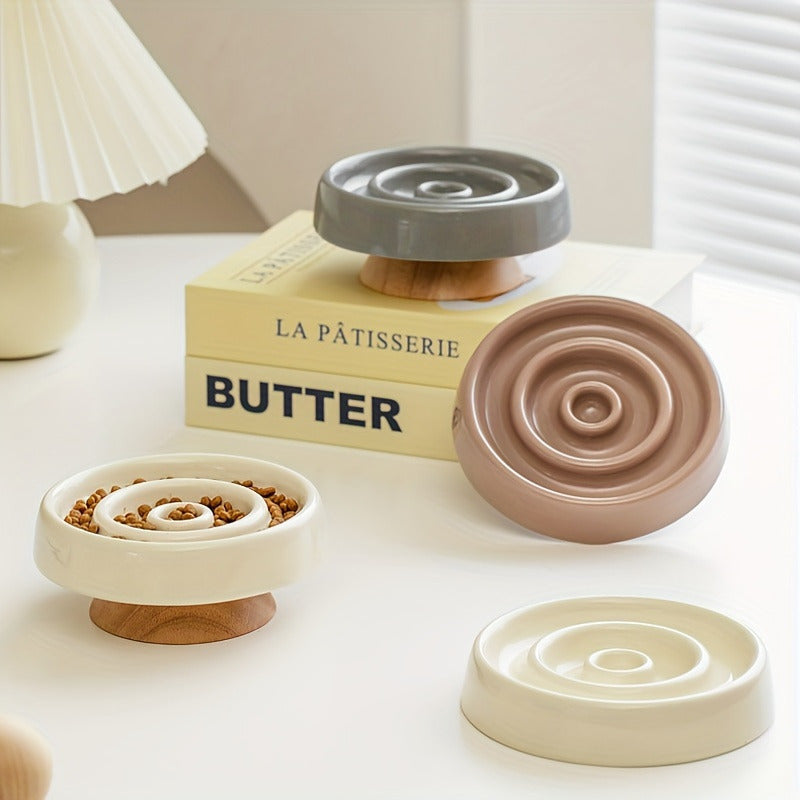 Ceramic Slow Feeder Bowl Anti-Gulping for Cats