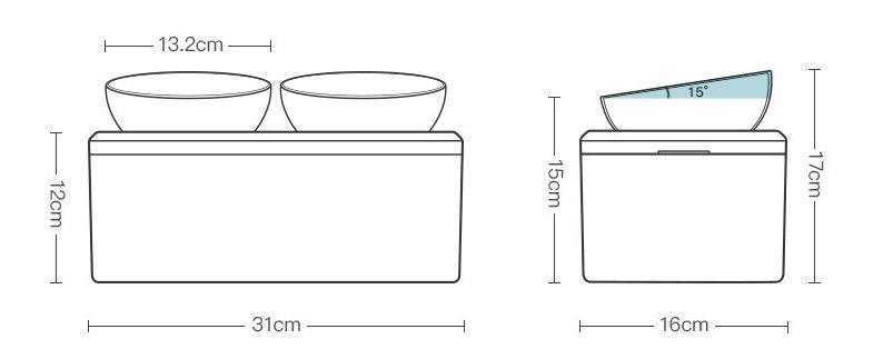Oblique Mouth Double Bowl Transparent