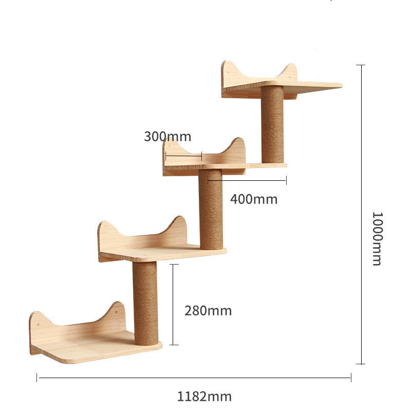 Pet Cat Climbing Frame Wall Type Solid Wood Wall Hanging Platform