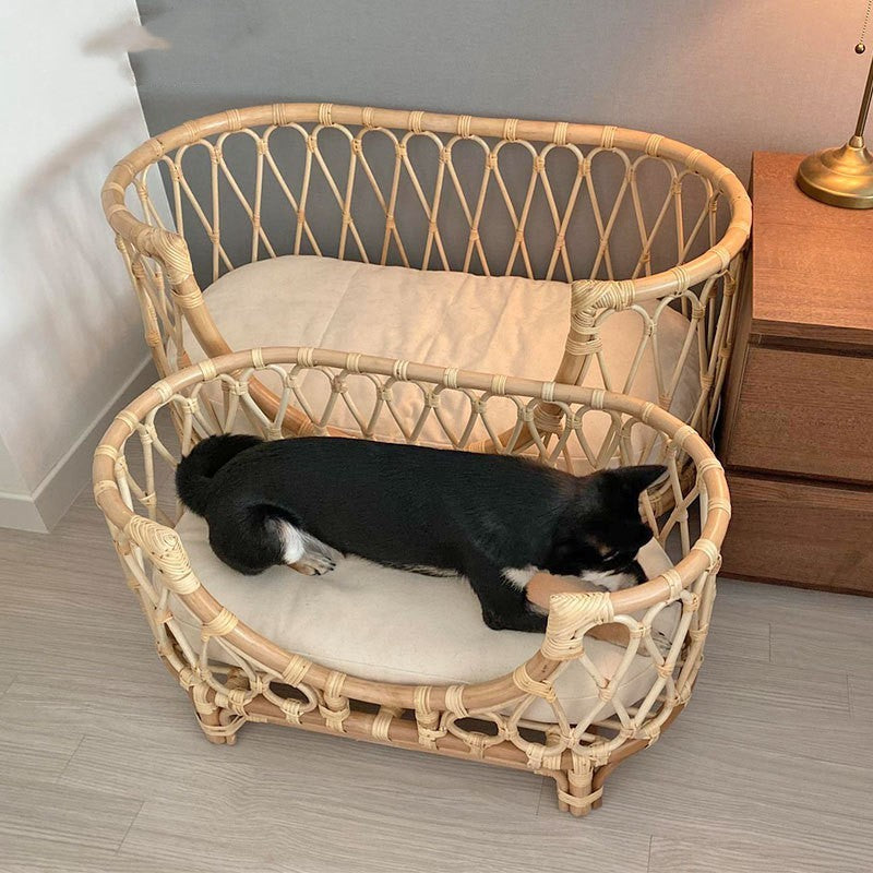 Pet Bed Handmade Rattan Woven Pet Bed Sofa For Cats
