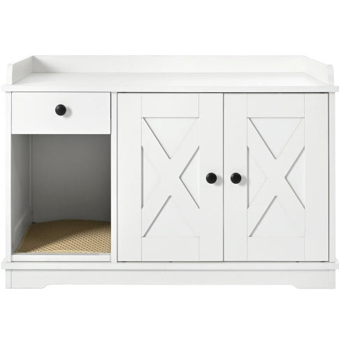 Litter Box Furniture Hidden With Cat Litter Mat