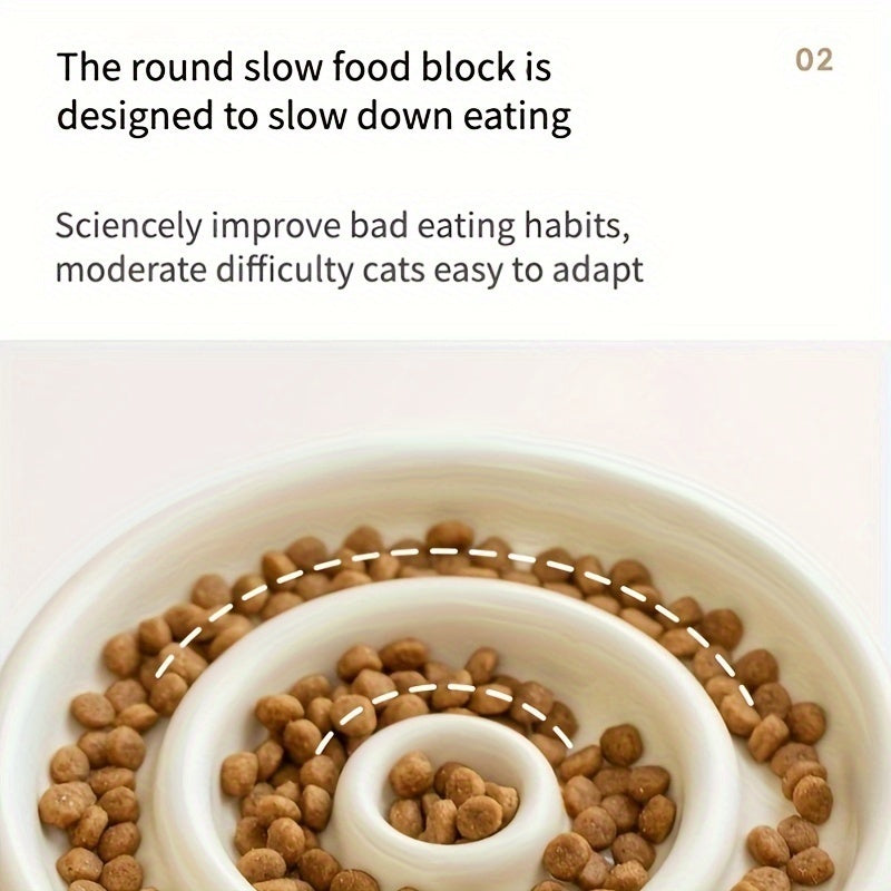 Ceramic Slow Feeder Bowl Anti-Gulping for Cats