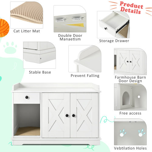 Litter Box Furniture Hidden With Cat Litter Mat