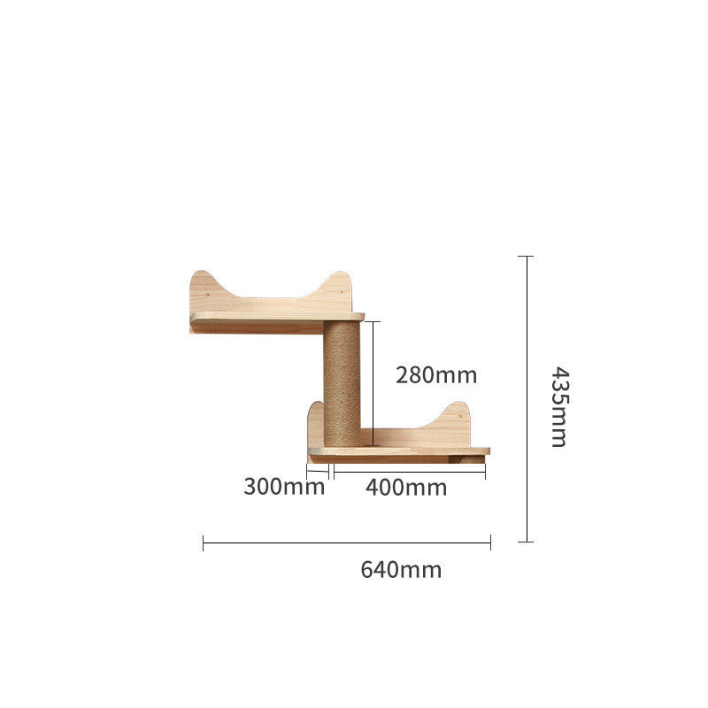 Pet Cat Climbing Frame Wall Type Solid Wood Wall Hanging Platform