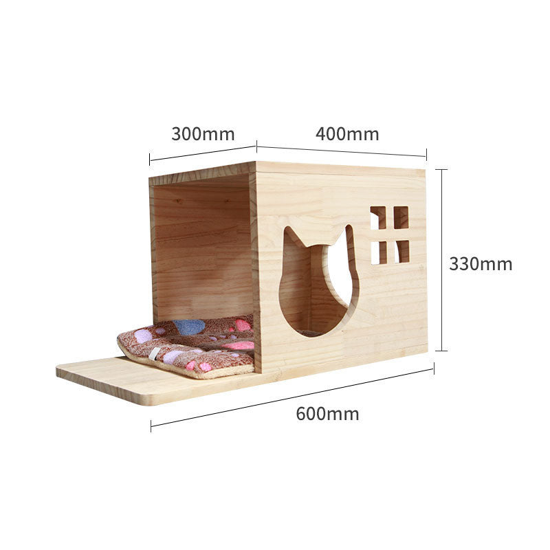 Pet Cat Climbing Frame Wall Type Solid Wood Wall Hanging Platform