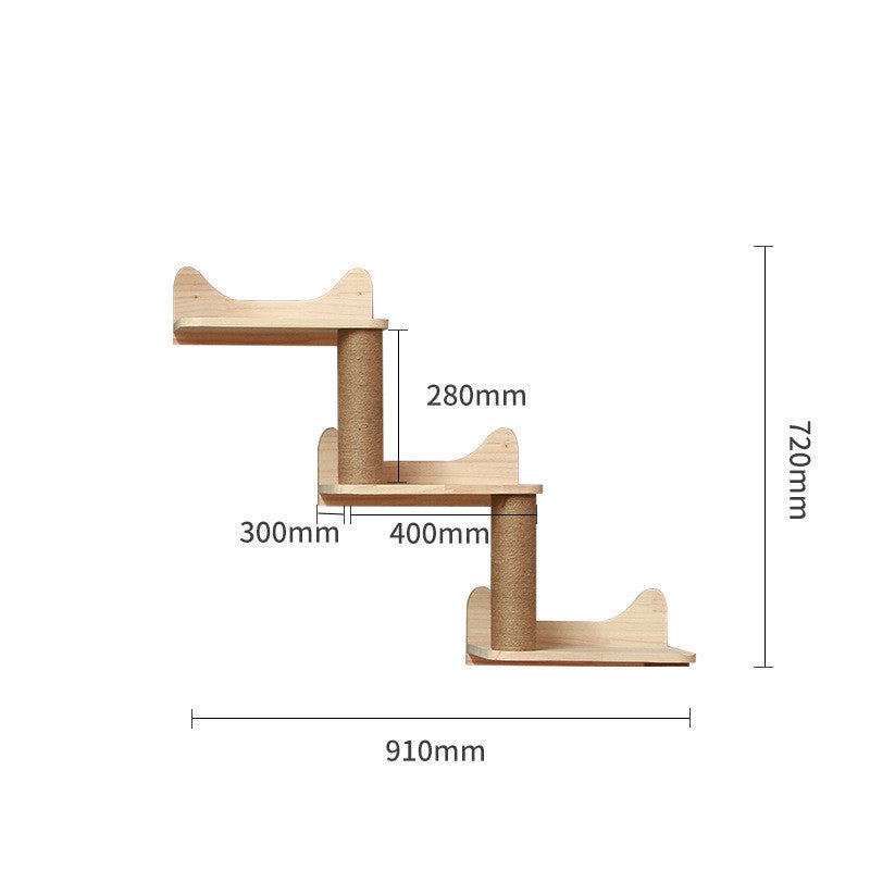 Pet Cat Climbing Frame Wall Type Solid Wood Wall Hanging Platform