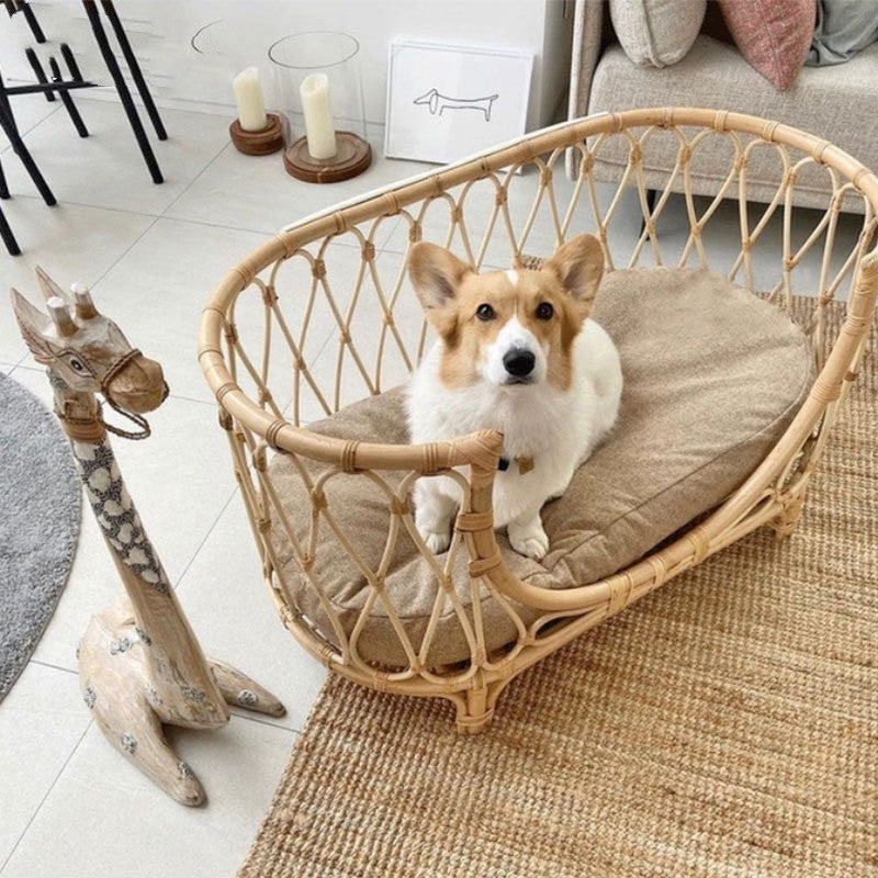 Pet Bed Handmade Rattan Woven Pet Bed Sofa For Cats
