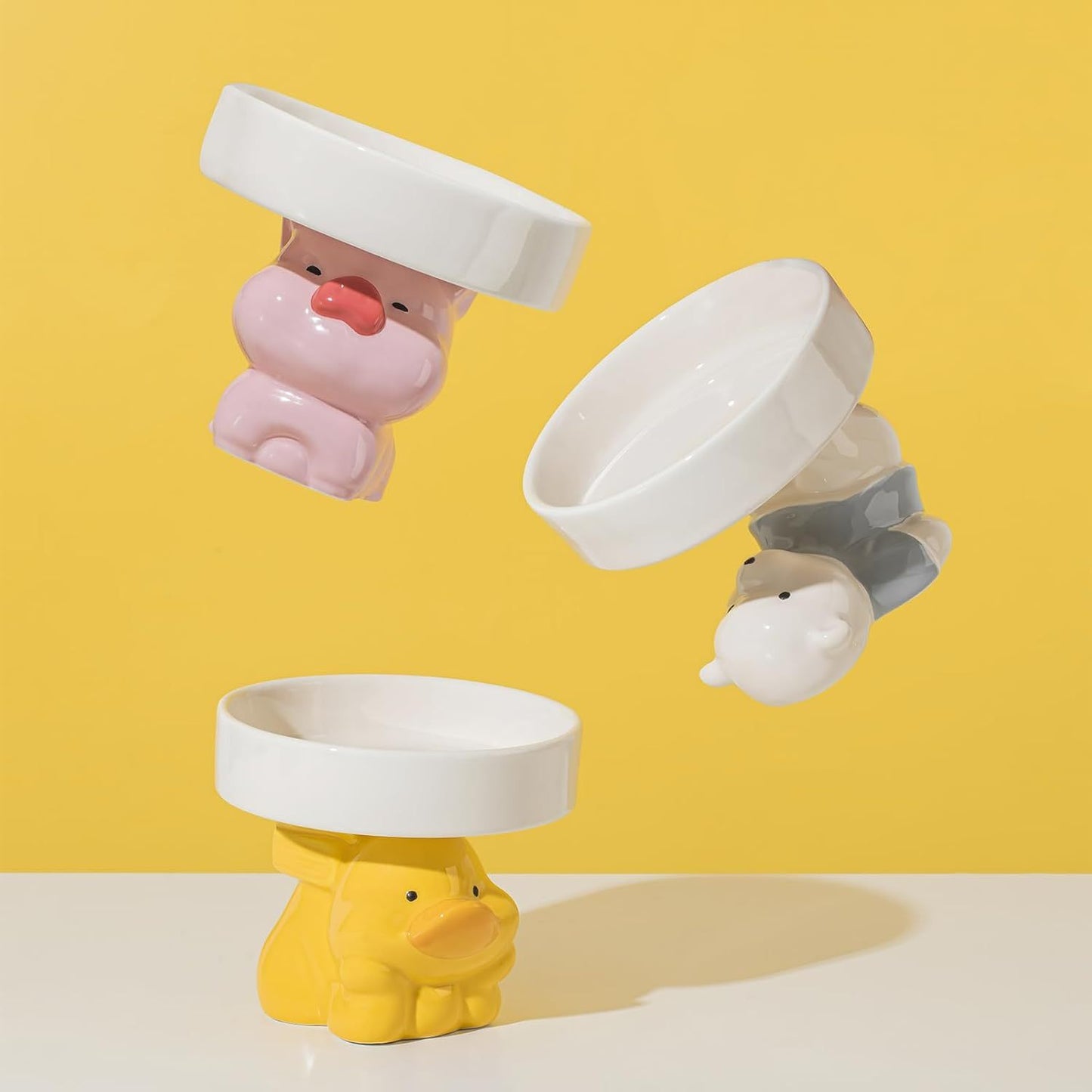 Food Bowls Elevated Animal Theme For Indoor Cats