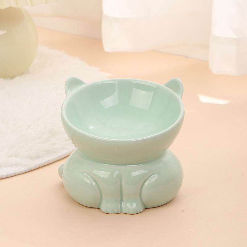 Ceramic Cat Goblet Food Bowl