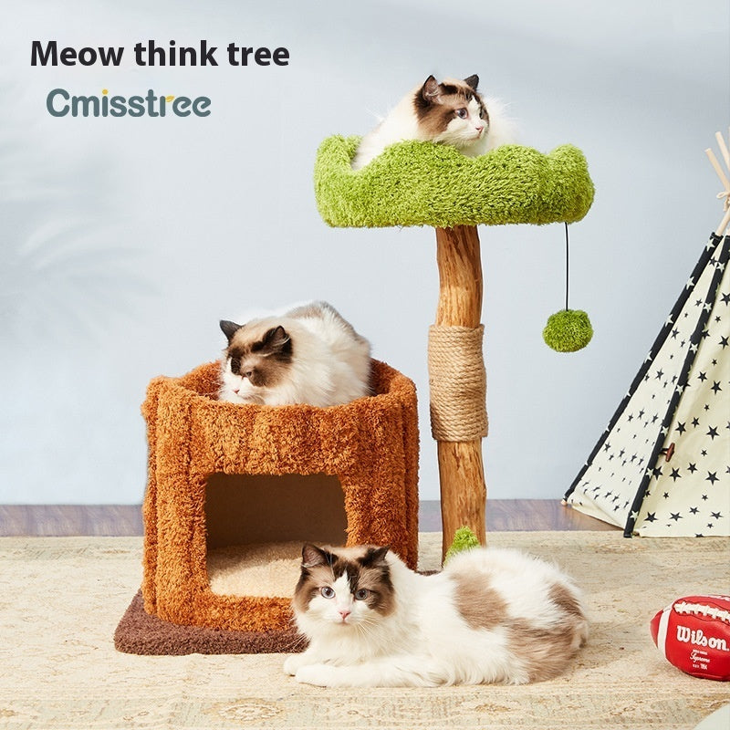 Green and Wood Cat Climbing Tree Nest