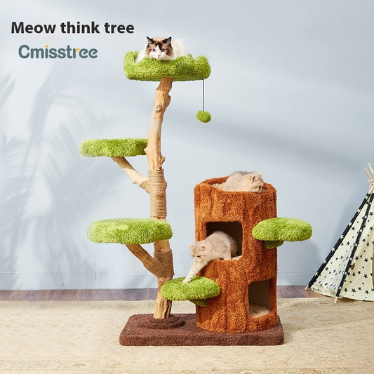 Green and Wood Cat Climbing Tree Nest