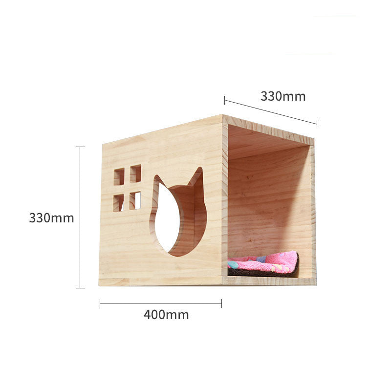 Pet Cat Climbing Frame Wall Type Solid Wood Wall Hanging Platform