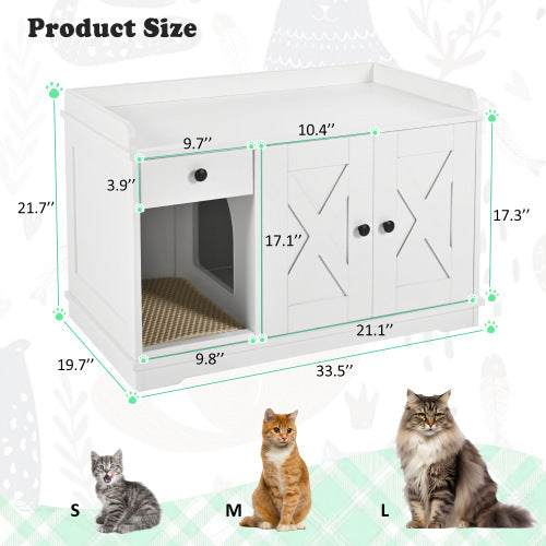 Litter Box Furniture Hidden With Cat Litter Mat